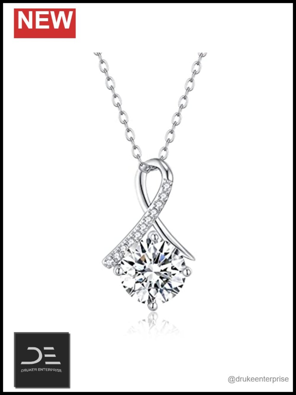 Moissanite Pendant Necklace 925 Sterling Silver Hearts & Arrows Cut Women